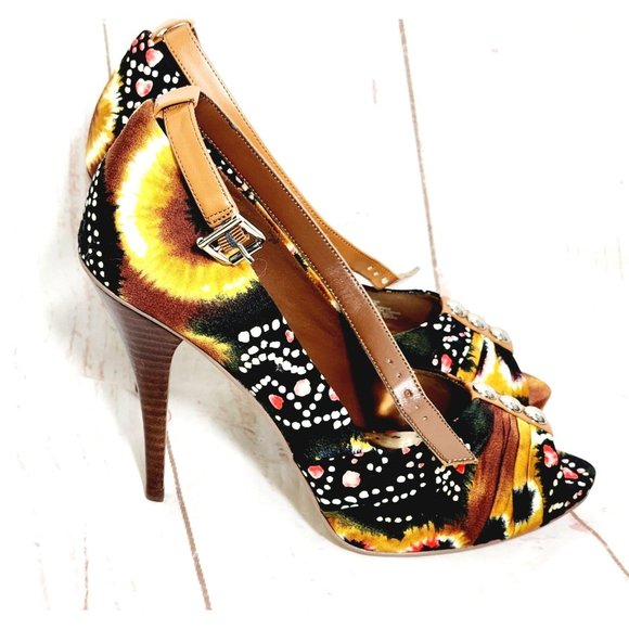 BCB Girls Studded Felt Multicolored High Heel 8B/38 Woman Shoe - Picture 1 of 16